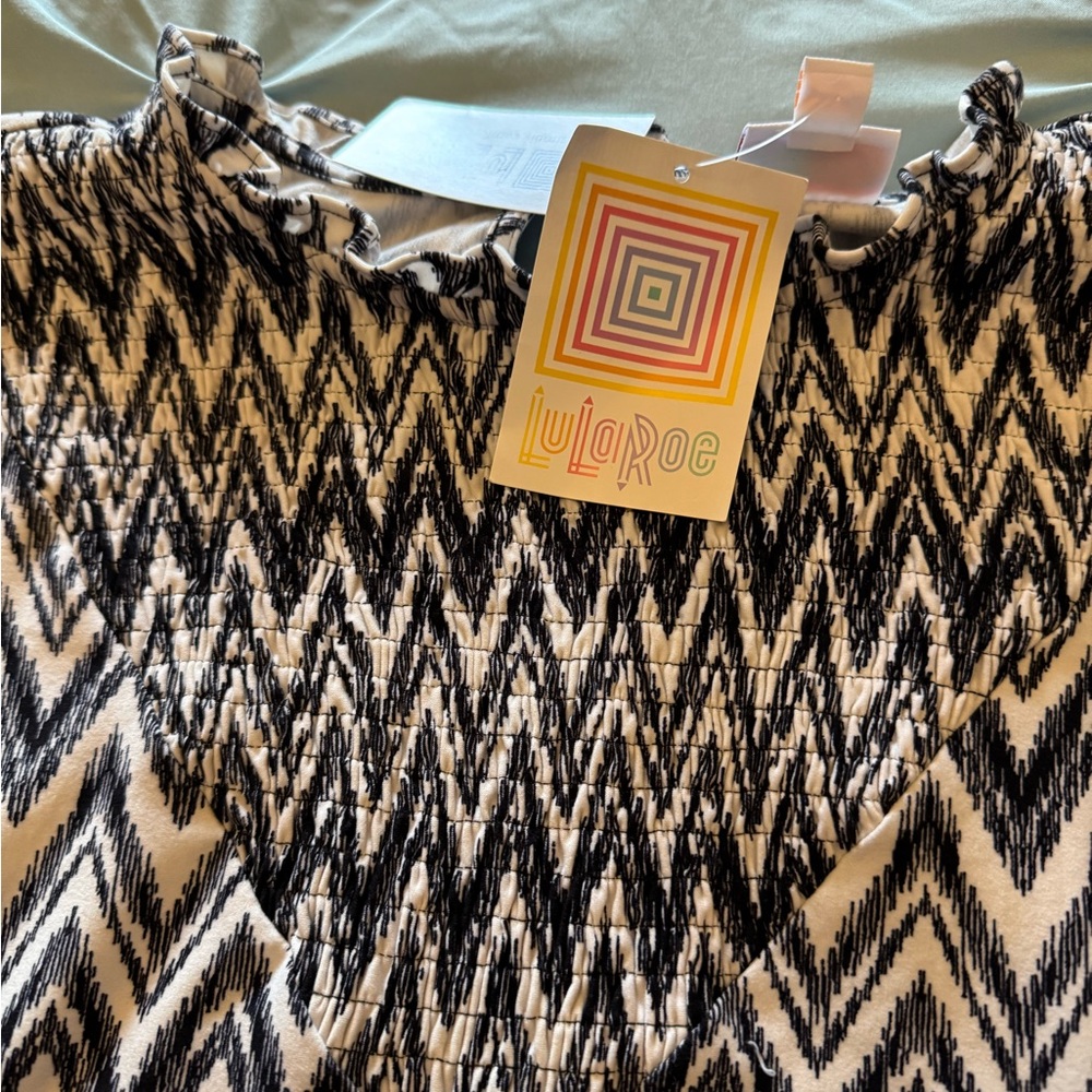 LuLaRoe Black and White Patterned Top